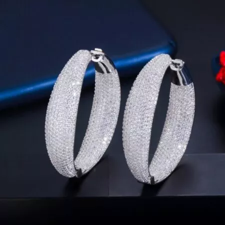 עגילי חישוק משובצים זירקונים